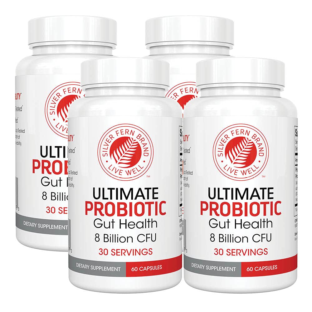 Silver Fern Probiotiques 4-Pack vue avant avec capsules