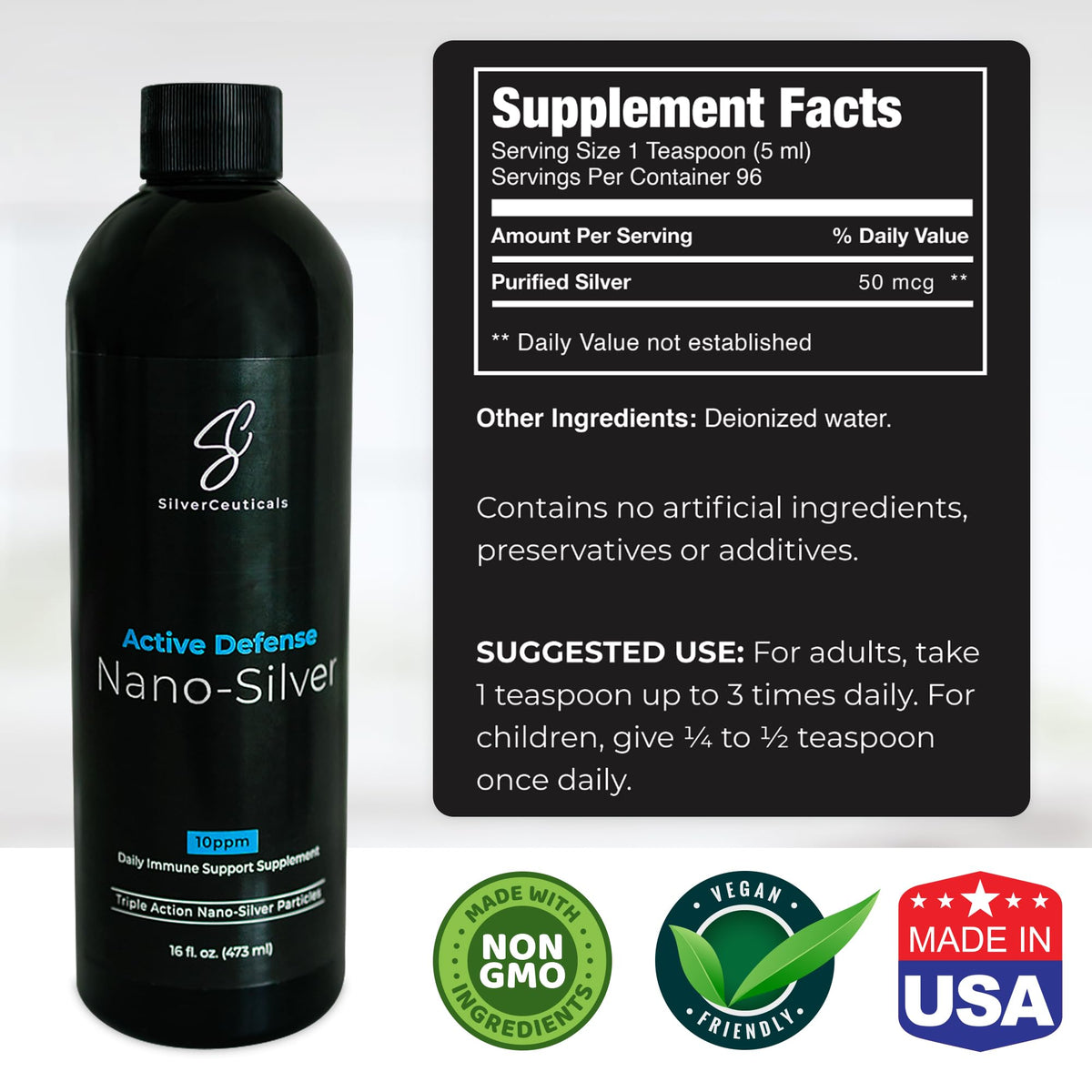 SilverCeuticals Argent Colloïdal 16oz étiquette