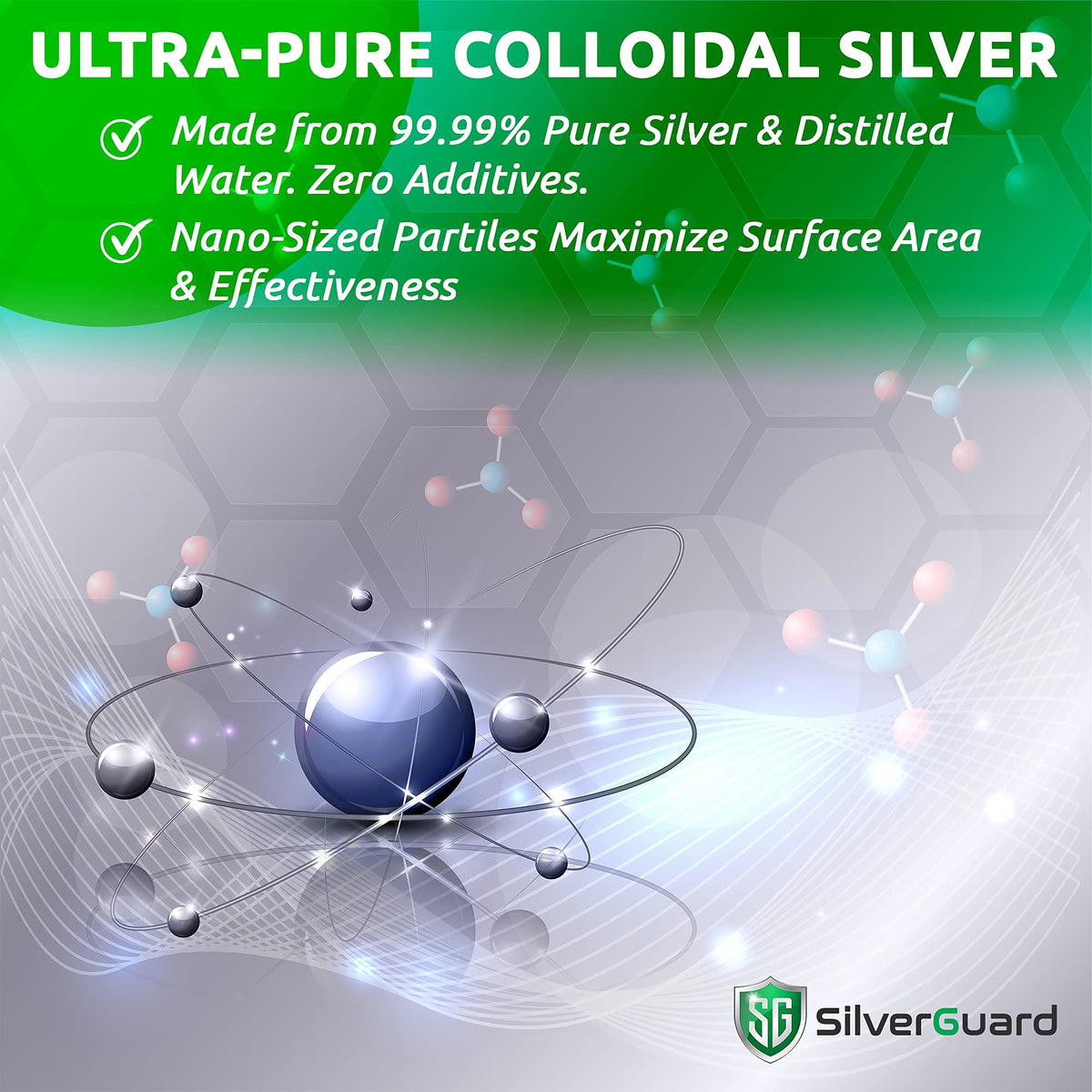 SilverGuard Colloidal Silver Liquide 30 PPM étiquette