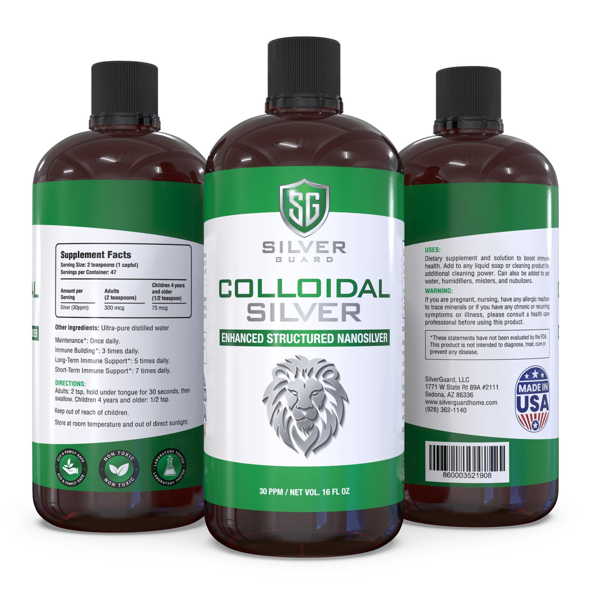 SilverGuard Colloidal Silver Liquide 30 PPM pack de 2