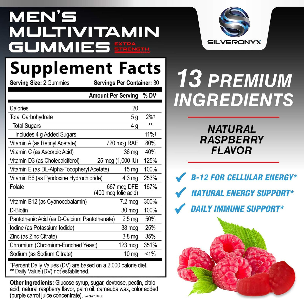 SILVERONYX Multivitamines pour Hommes Gummies - 60 Capsules arrière