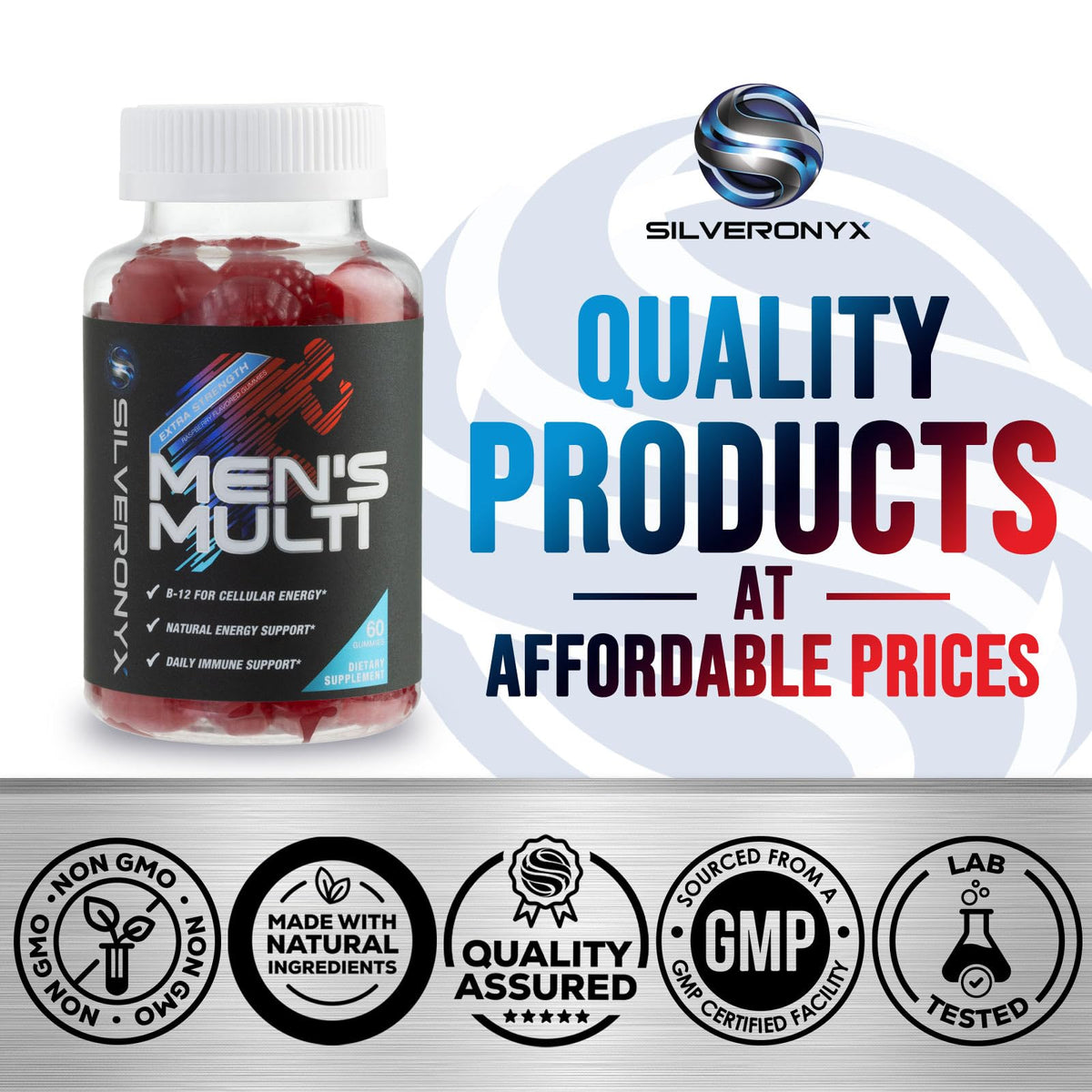 SILVERONYX Multivitamines pour Hommes Gummies - 60 Capsules contenu