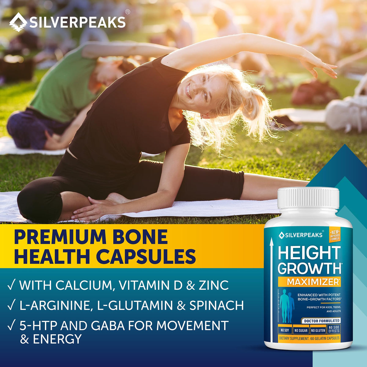 SILVERPEAKS Complément Alimentaire Croissance Naturelle 60 capsules dans leur emballage