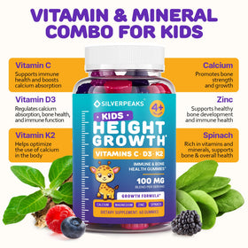 SILVERPEAKS Gummies de Croissance Naturelle pour Enfants - étiquette détaillée