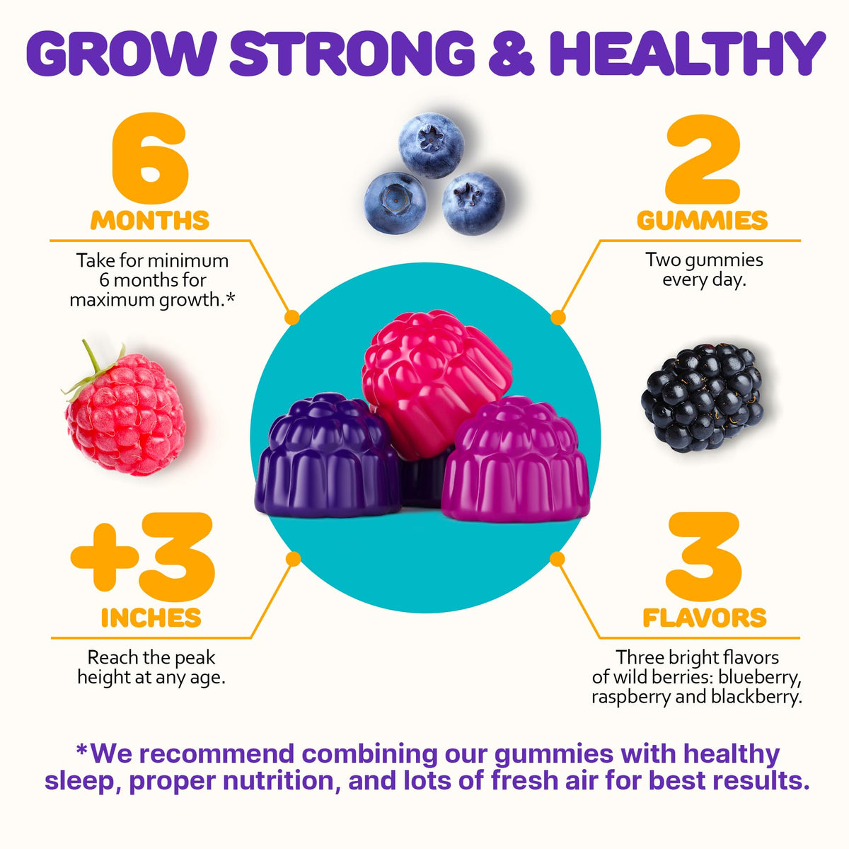 SILVERPEAKS Gummies de Croissance Naturelle pour Enfants - gummies sur une table