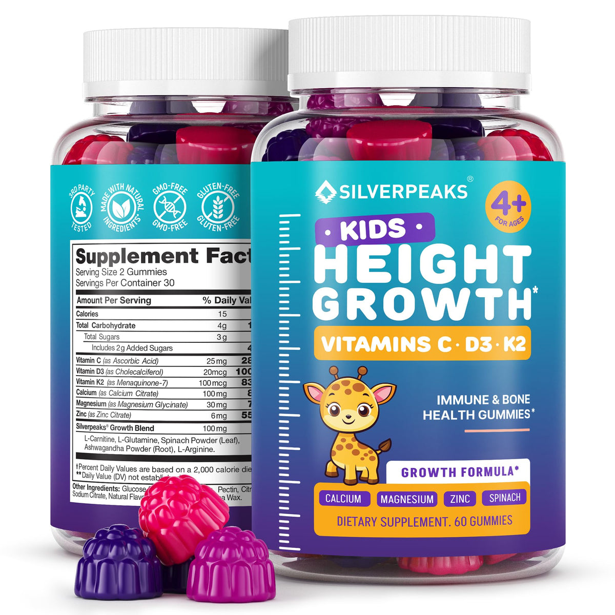 SILVERPEAKS Gummies de Croissance Naturelle pour Enfants - vue avant