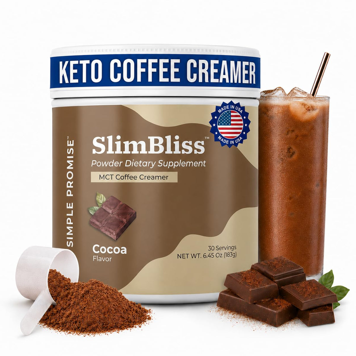 Simple Promise SlimBliss crème à café sans sucre, pot de 249g