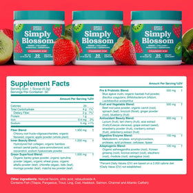 Simply Blossom Greens Poudre 567g Fraise Kiwi - étiquette