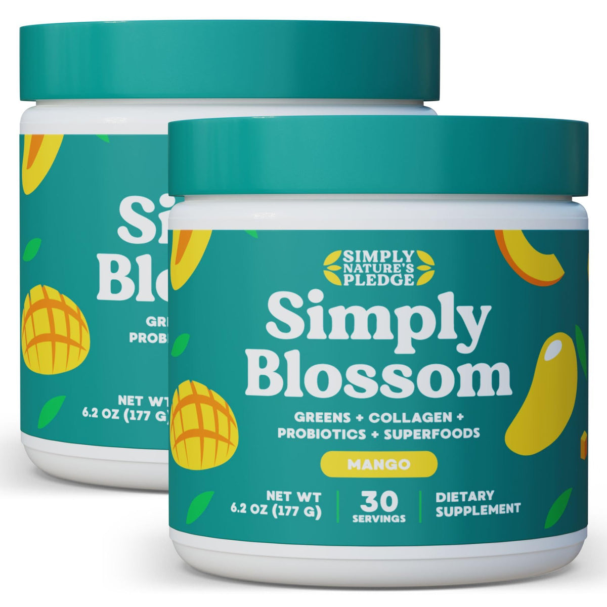 Simply Blossom Greens Poudre 590g goût mangue vue de face
