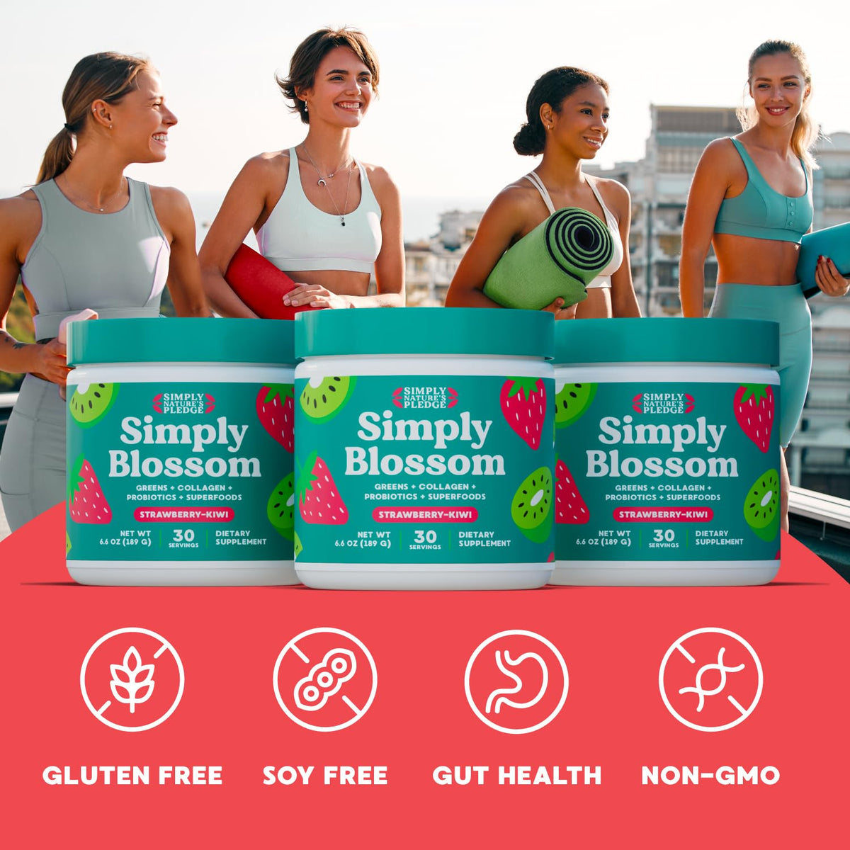 Simply Blossom Greens Poudre Collagène 907g avec fruits frais
