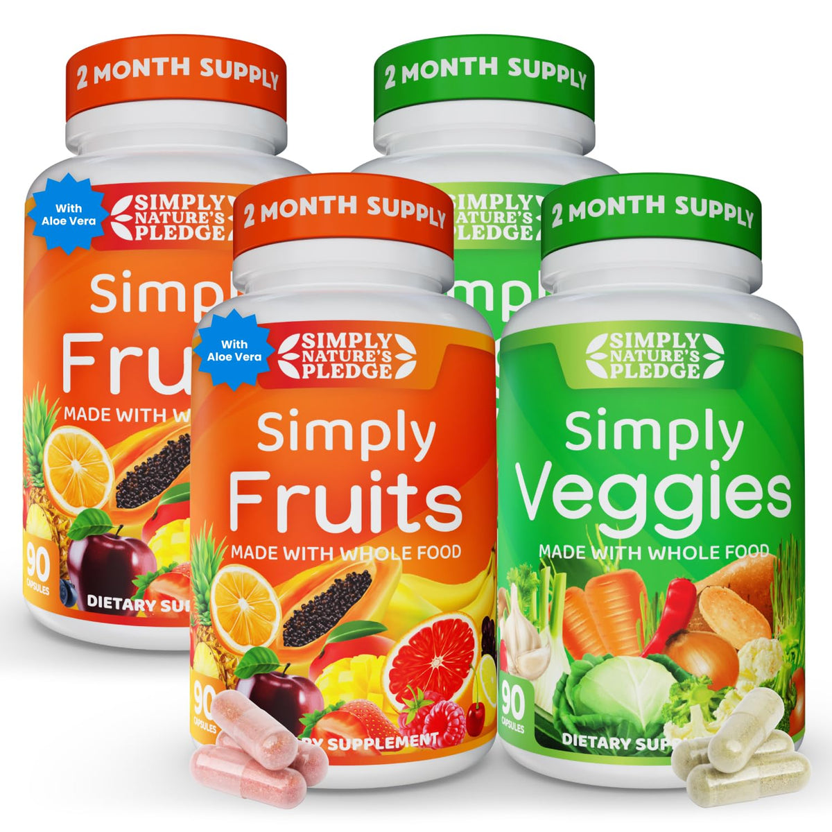 Simply Nature's Pledge complément alimentaire avec 42 fruits et légumes, vue avant