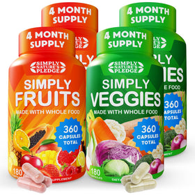 Simply Nature's Pledge Complément Alimentaire Fruits & Légumes 180 capsules vue de face