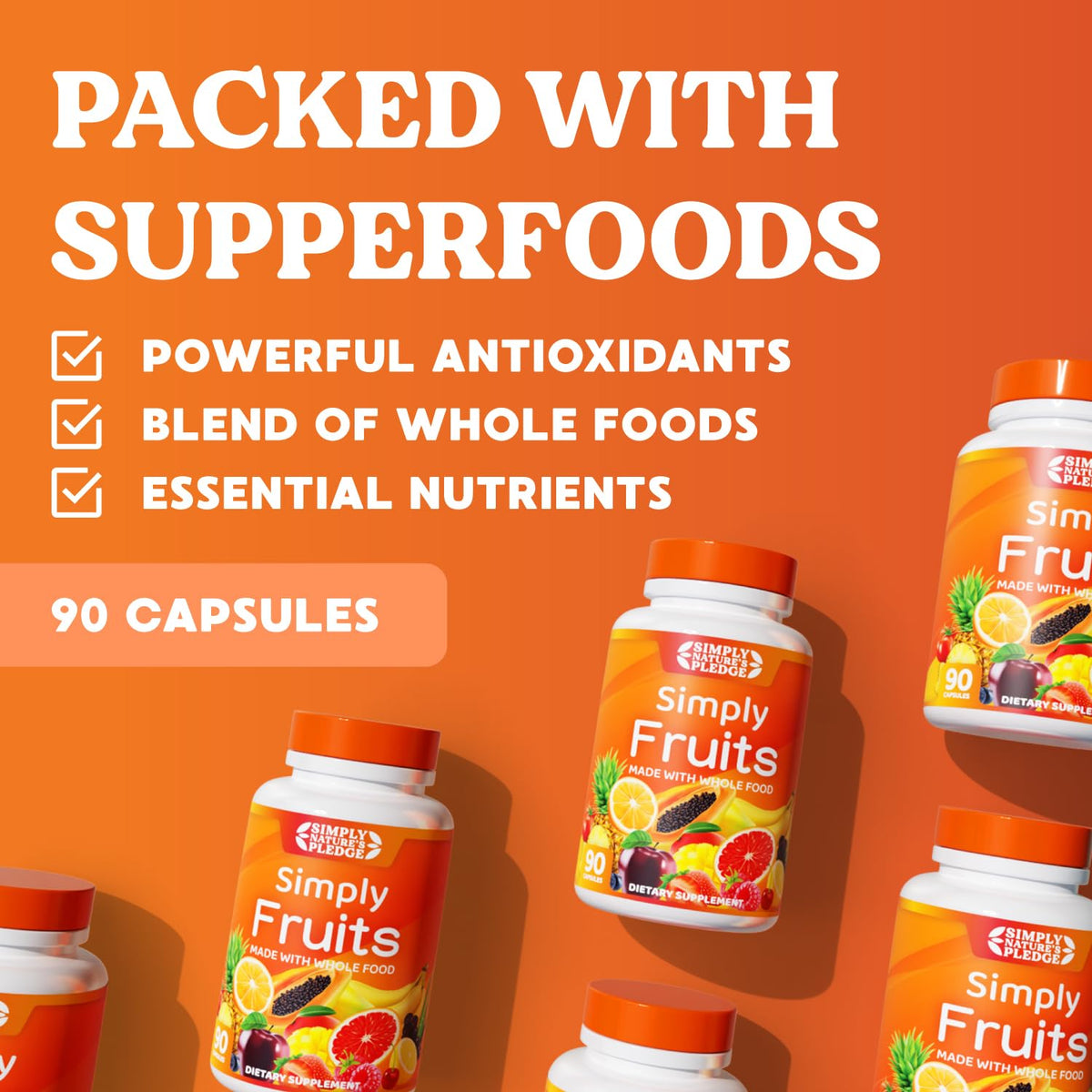 Simply Nature's Pledge Complément Alimentaire Fruits Superfood 30 Jours avec capsules