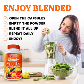 Simply Nature's Pledge Complément Alimentaire Fruits Superfood 30 Jours sur fond blanc