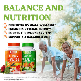 Simply Nature's Pledge Fruits & Légumes 360 capsules dans un environnement naturel