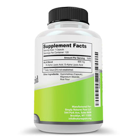 Simply Natures Pure Acide Alpha-Lipoïque 600mg, prise quotidienne avec un verre d'eau