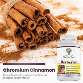 Simply Natures Pure Berberine HCl 500mg 120 Capsules à côté d'un verre d'eau