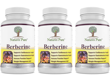 Simply Natures Pure Berberine HCl 500mg 120 capsules front view
