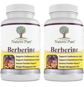 Simply Natures Pure Berberine HCl 500mg 120 capsules front view