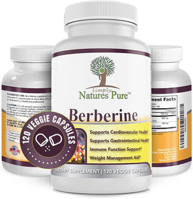 Simply Natures Pure Berberine HCl 500mg 120 capsules packaging