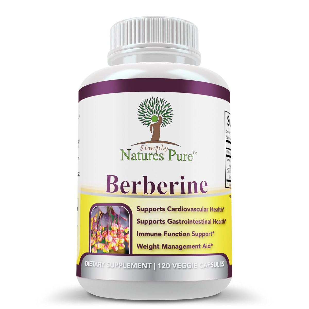 Simply Natures Pure Berberine HCl 500mg 120 Capsules vue avant