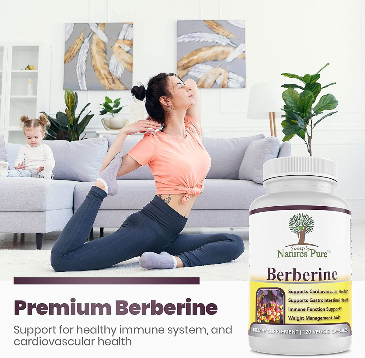 Simply Natures Pure Berberine HCl 500mg label details