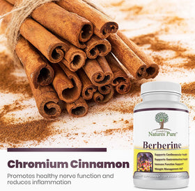 Simply Natures Pure Berberine HCl 500mg on a wooden table