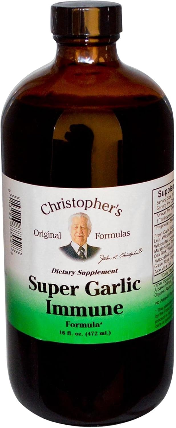 Sirop d'Ail Super Christopher's Original Formulas vue avant, bouteille 473 ml