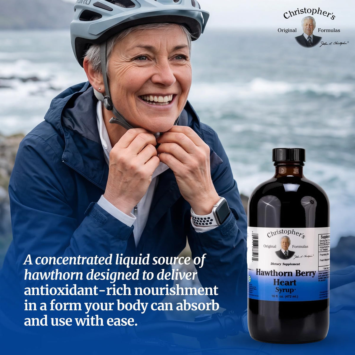 Sirop de Baies d'Aubépine Christopher's 480 ml dans un cadre naturel