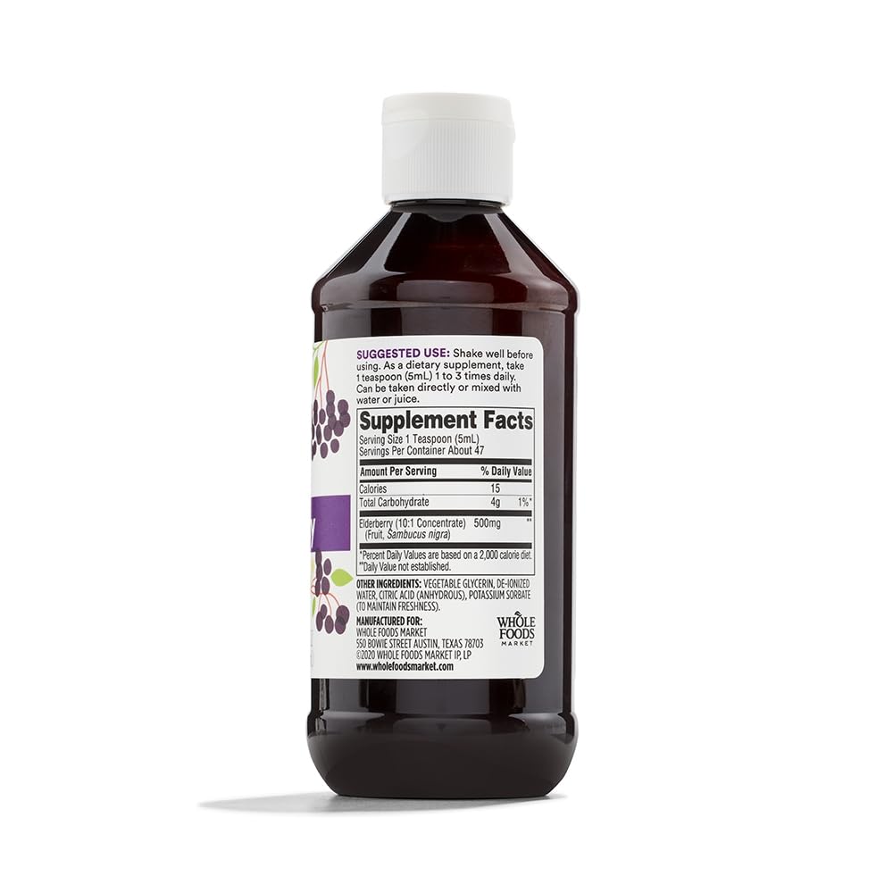 Sirop de Sureau 365, 8 fl oz, vue de côté montrant le bouchon