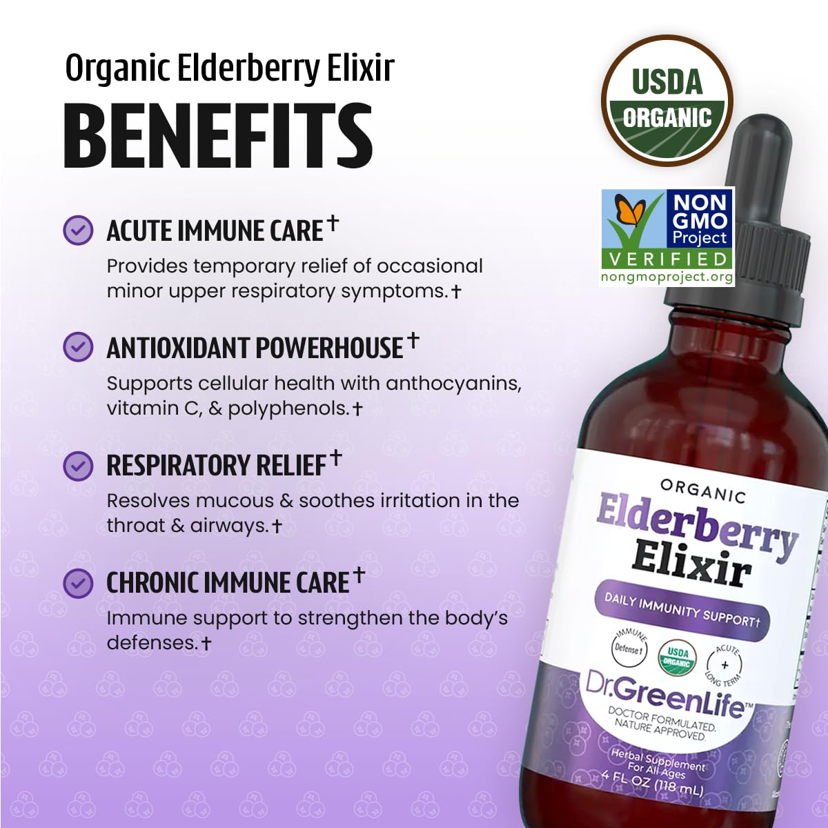 Sirop de sureau bio Dr. Green Mom versé dans une cuillère