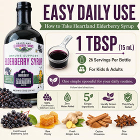 Sirop de sureau bio Heartland 375 ml, vue de côté