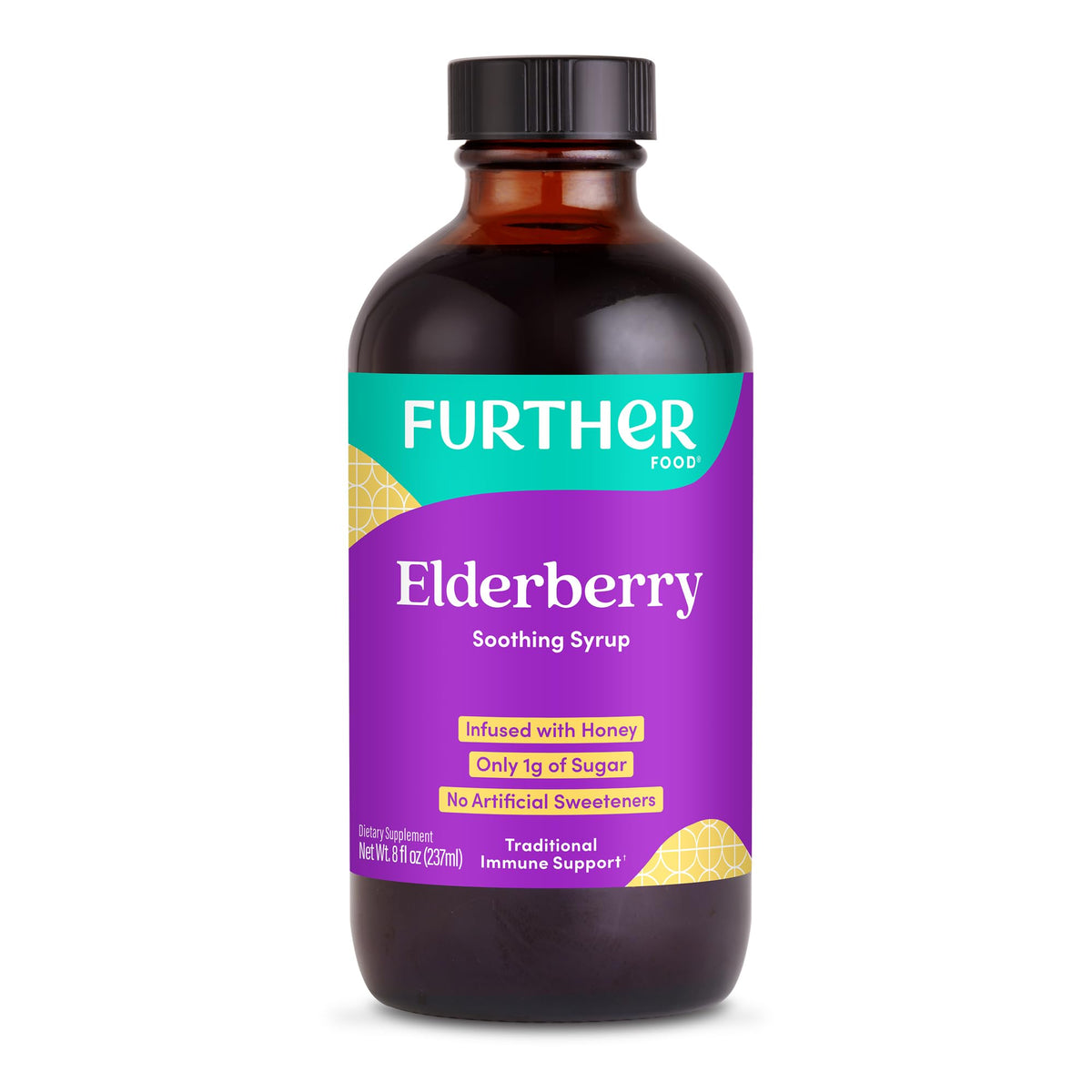 Sirop de Sureau Further Food 8 Oz vue de face