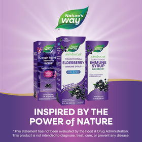 Sirop de Sureau Nature's Way avec baies fraîches en arrière-plan