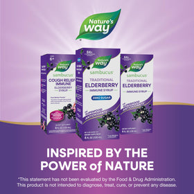 Sirop de Sureau Nature's Way sur une table avec des fruits