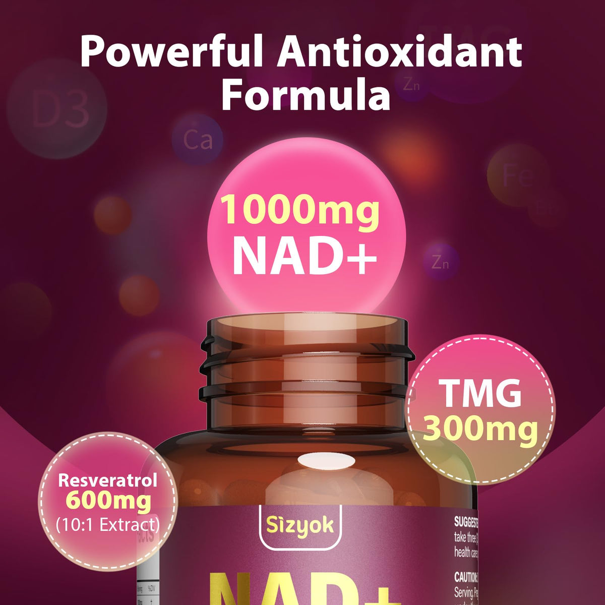 Sizyok Complément Alimentaire NAD+ Liposomal 2464mg avec Resvératrol