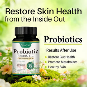 skinfora complément probiotique 60 capsules sur une table
