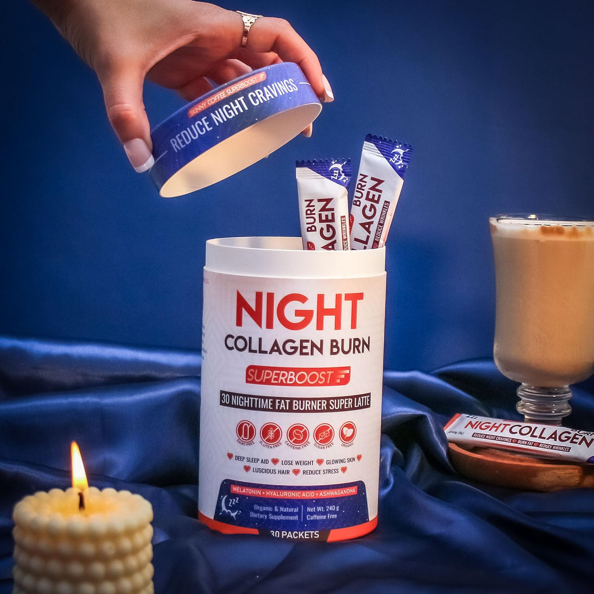 Skinny Coffee SuperBoost Night Collagen Burn 60 Servings ingredients list