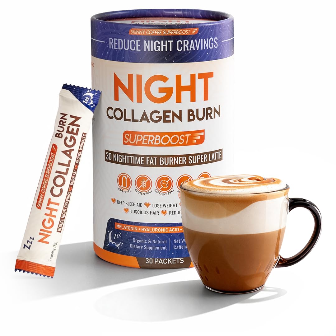 Skinny Coffee SuperBoost Night Collagen Burn packaging front view