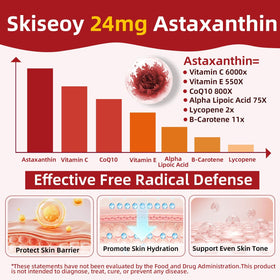 Skiseoy Astaxanthin 24mg gélules, gros plan sur une gélule