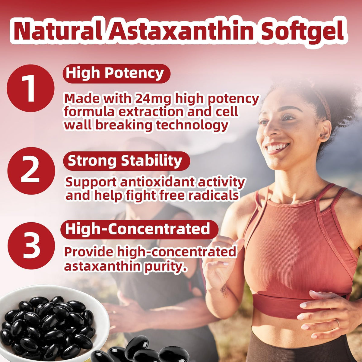 Skiseoy Astaxanthin 24mg gélules, vue d'ensemble sur la boîte