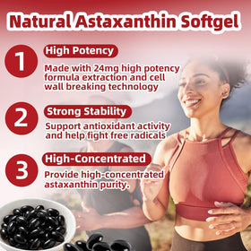 Skiseoy Astaxanthin 24mg gélules, vue d'ensemble sur la boîte