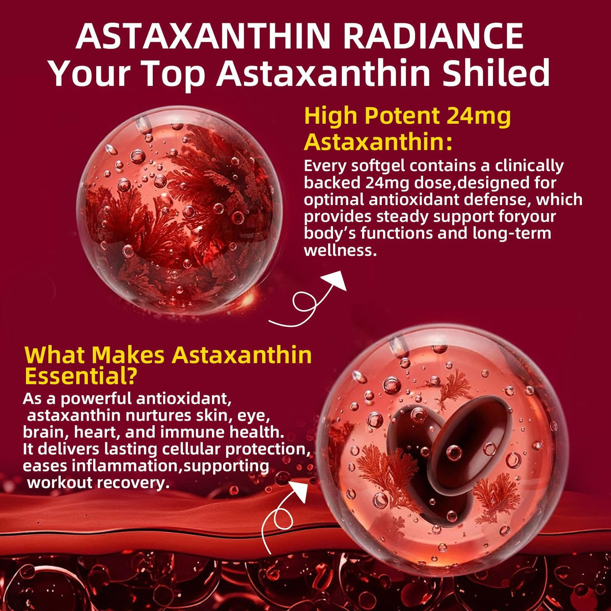 Skiseoy Astaxanthin 24mg gélules, vue latérale de l'emballage