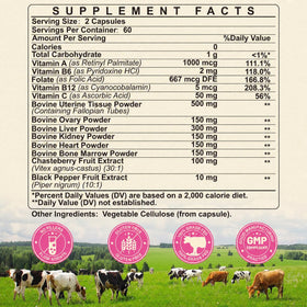 SKLIA Complément Alimentaire Organes de Bœuf 120 Capsules vue arrière