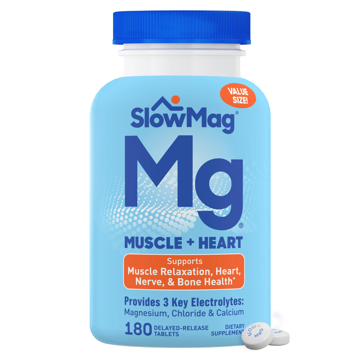 Slow-Mag Complément Alimentaire Magnésium Chlorure 180 comprimés, vue de face