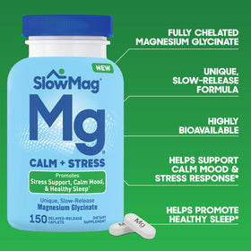 Slow-Mag Magnésium Glycinate 150 caplets avec emballage