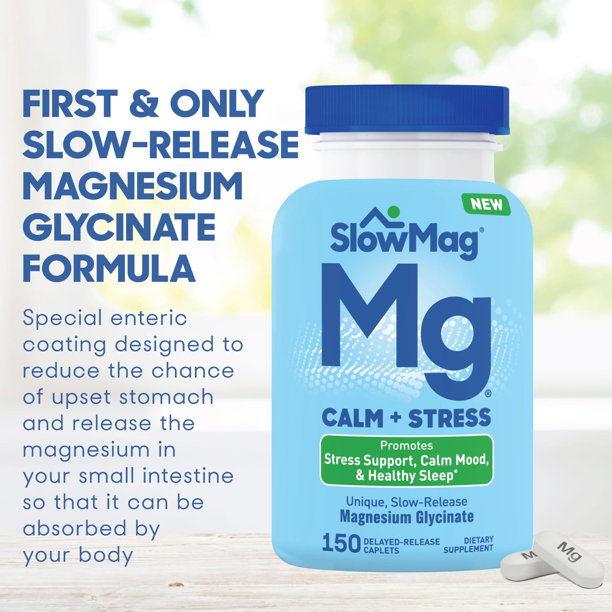 Slow-Mag Magnésium Glycinate 150 caplets vue arrière