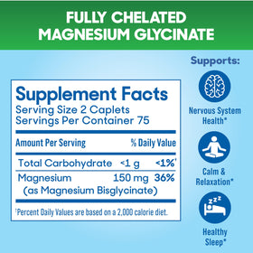 Slow-Mag Magnésium Glycinate caplets sur une table
