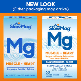 SlowMag Muscle + Heart comprimés avec étiquettes visibles