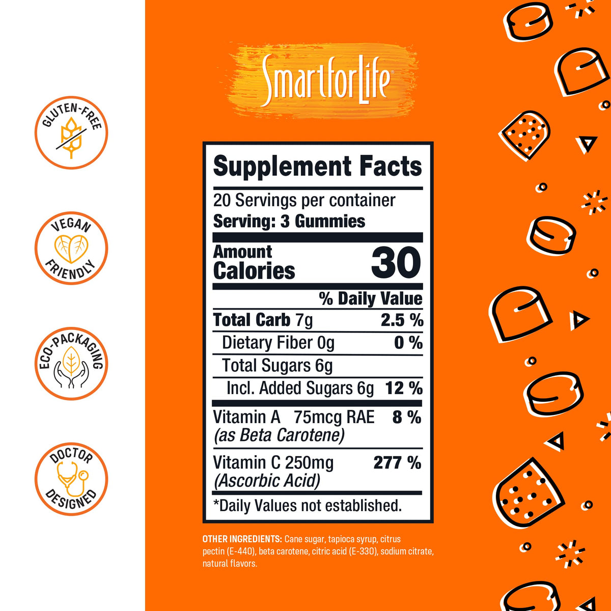 Smart for Life Gummies Vitamine C Vegan 60 pièces avec ingrédients